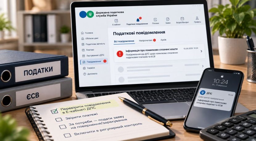 ДПС запустила електронні повідомлення про помилково сплачені податки та ЄСВ